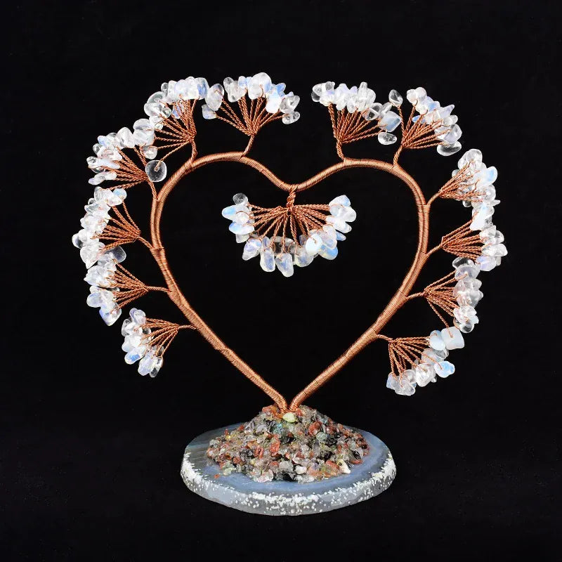Natural Crystal Amethyst Love Tree Reiki Healing Tree Specimen Crafts Home Decoration Ornaments Lucky Holiday Souvenir Gift Opal / 1PC Crystal + Quartz