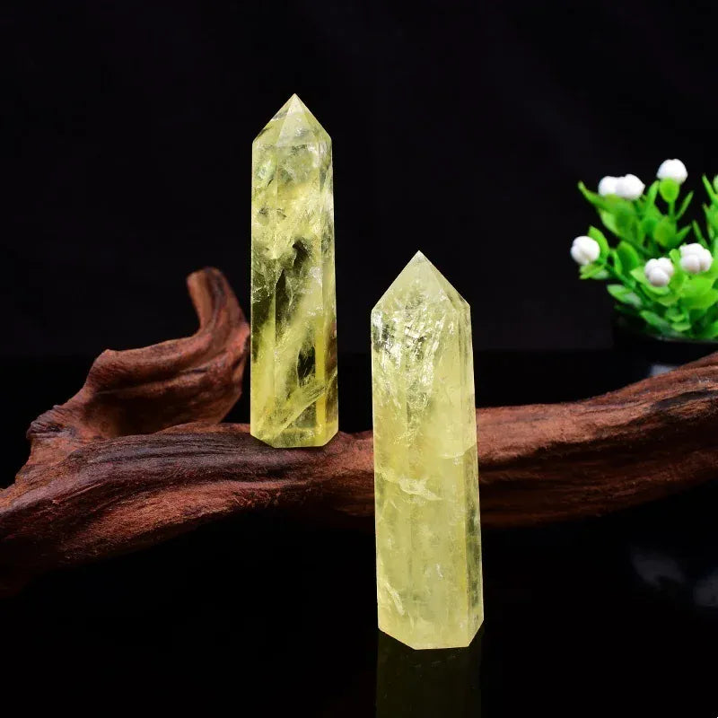 Natural Crystal Citrine Obelisk Mineral Specimen Healing Stone Reiki Crystal Hexagonal Pillar Crafts Home Decor Souvenir Crafts Crystal + Quartz