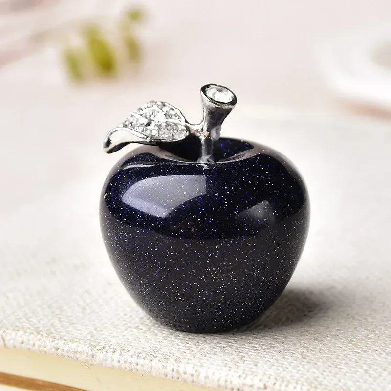 Natural crystal Colourful quartz stone opal apple Office bedroom decorations Valentine's Day/Christmas present DIY gift 1PC Blue Sandstone Crystal + Quartz