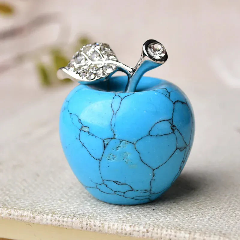 Natural crystal Colourful quartz stone opal apple Office bedroom decorations Valentine's Day/Christmas present DIY gift 1PC Blue Turquoise Crystal + Quartz