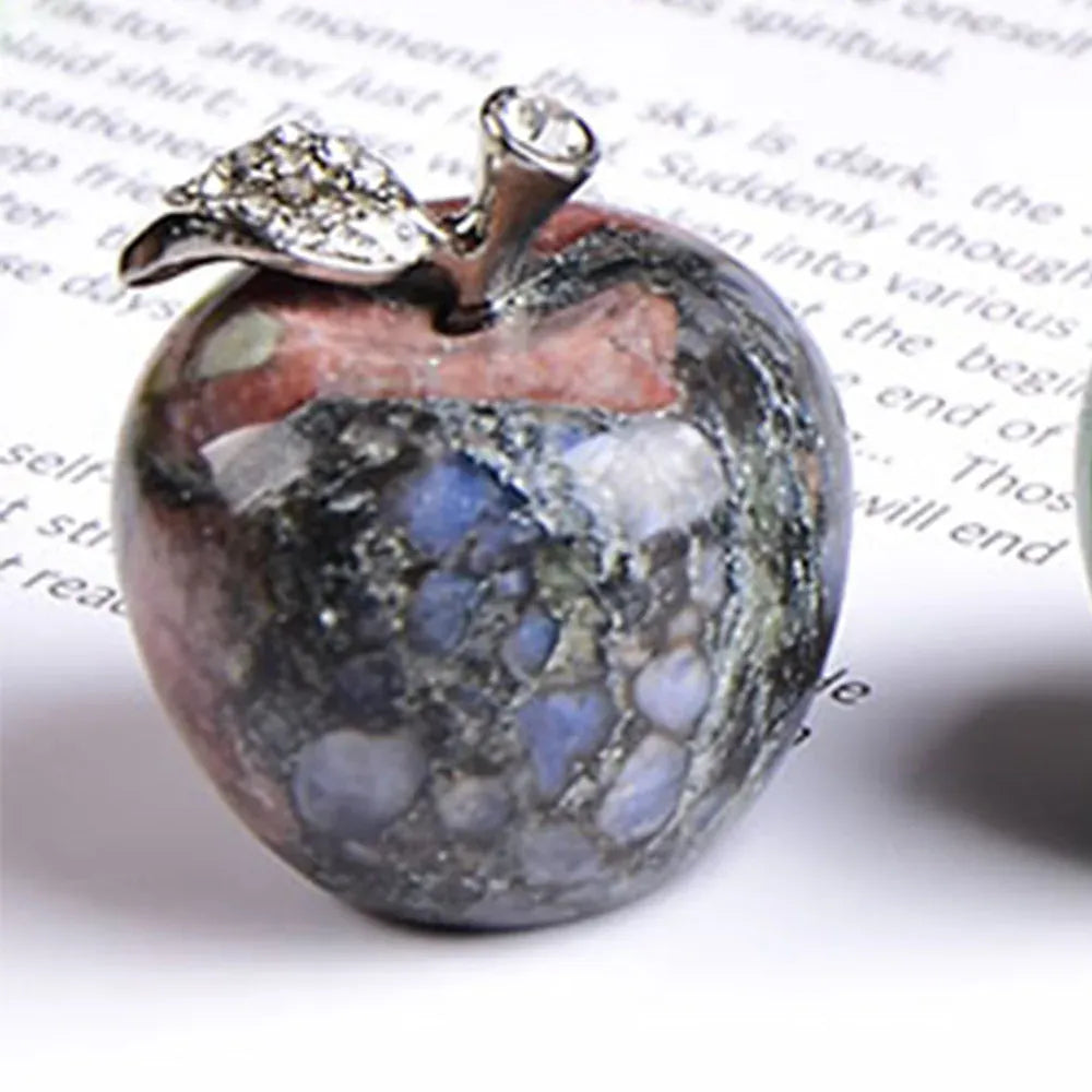 Natural crystal Colourful quartz stone opal apple Office bedroom decorations Valentine's Day/Christmas present DIY gift 1PC Glaucophane Crystal + Quartz