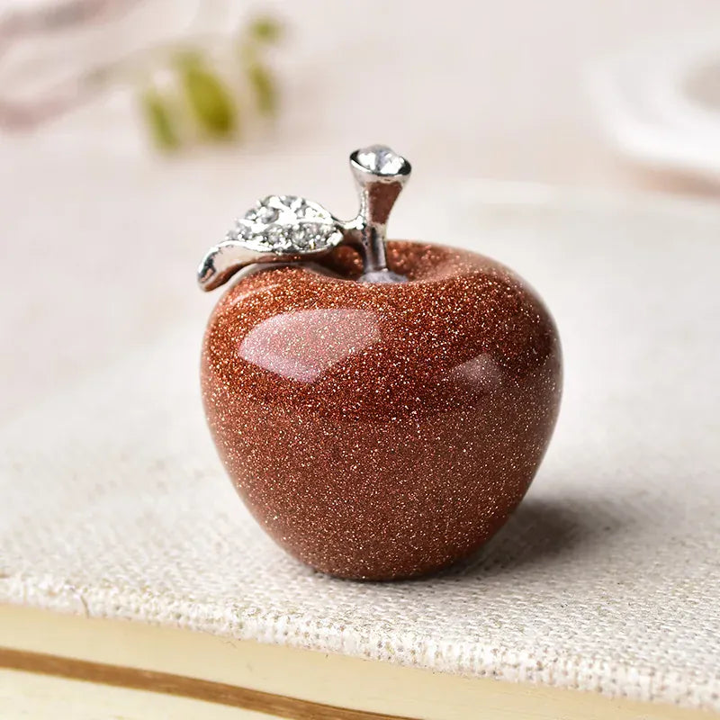 Natural crystal Colourful quartz stone opal apple Office bedroom decorations Valentine's Day/Christmas present DIY gift 1PC Gold Sandstone Crystal + Quartz