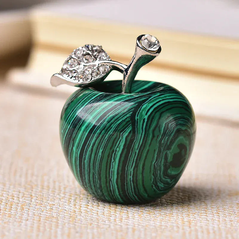 Natural crystal Colourful quartz stone opal apple Office bedroom decorations Valentine's Day/Christmas present DIY gift 1PC Malachite Crystal + Quartz