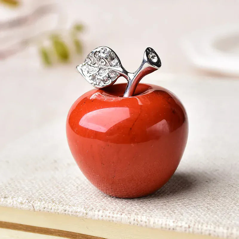 Natural crystal Colourful quartz stone opal apple Office bedroom decorations Valentine's Day/Christmas present DIY gift 1PC Red jasper Crystal + Quartz