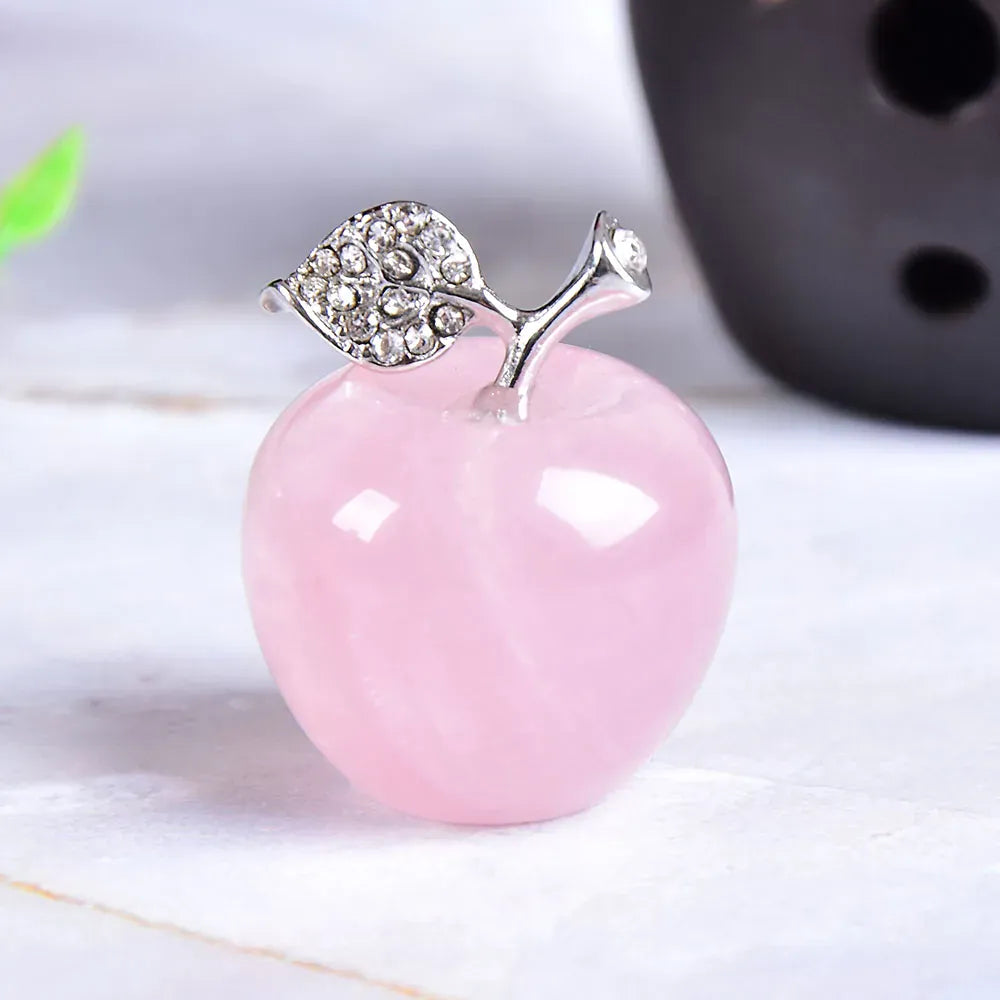 Natural crystal Colourful quartz stone opal apple Office bedroom decorations Valentine's Day/Christmas present DIY gift 1PC Rose Quartz Crystal + Quartz