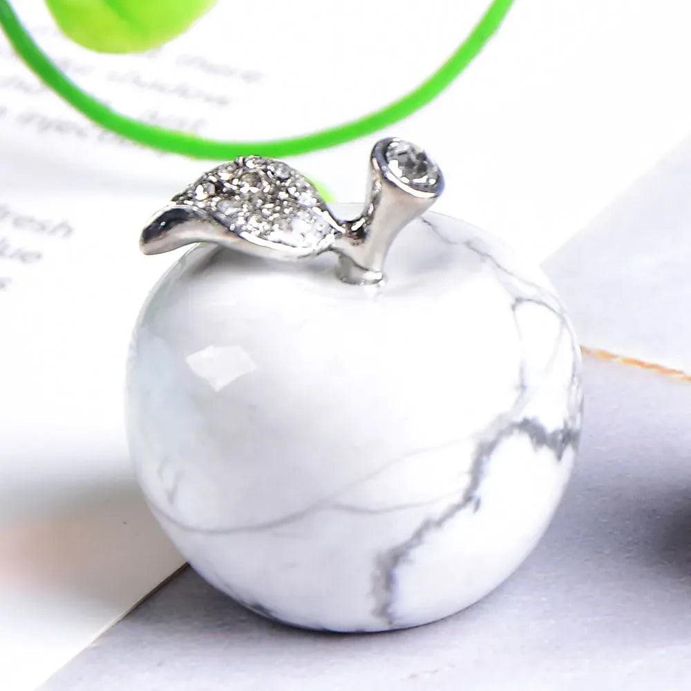 Natural crystal Colourful quartz stone opal apple Office bedroom decorations Valentine's Day/Christmas present DIY gift 1PC White Turquoise Crystal + Quartz