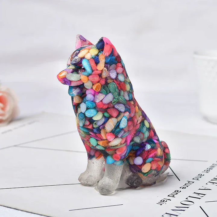 Natural Crystal Gravel Silica Gel Colourful Animal Dog Figurine Crafts Souvenir Home Decor Specimen Reiki Energy Stone Gift Aquamarine / 1pc Crystal + Quartz
