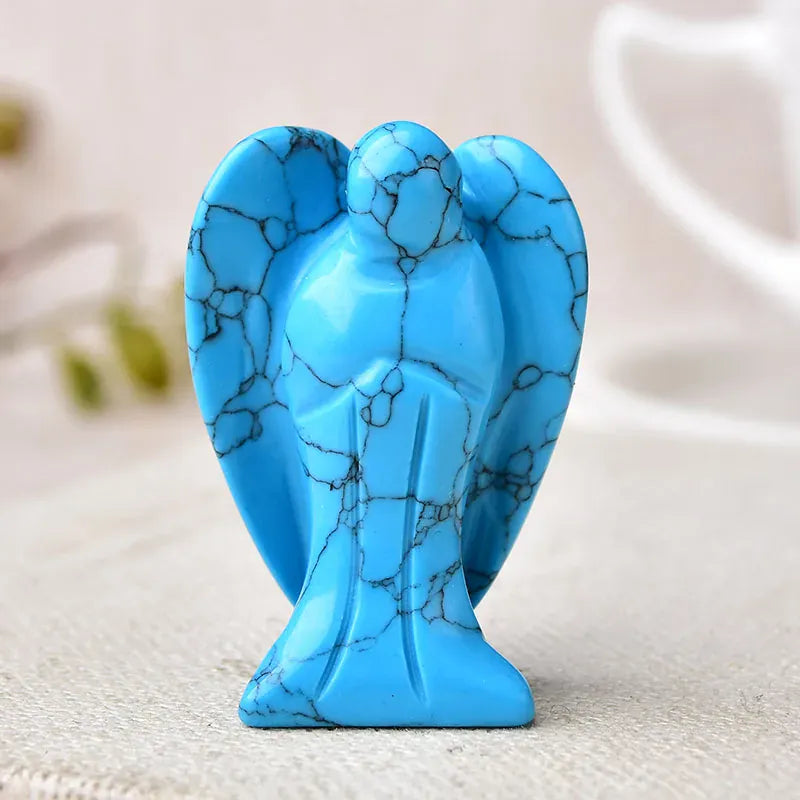 Natural Crystal Guardian Angel Figurine Amethyst Rose Quartz Handmade Colorful Healing Stone Gem Craft Gift Home Decor Ornaments Kallaite-K9 Crystal + Quartz