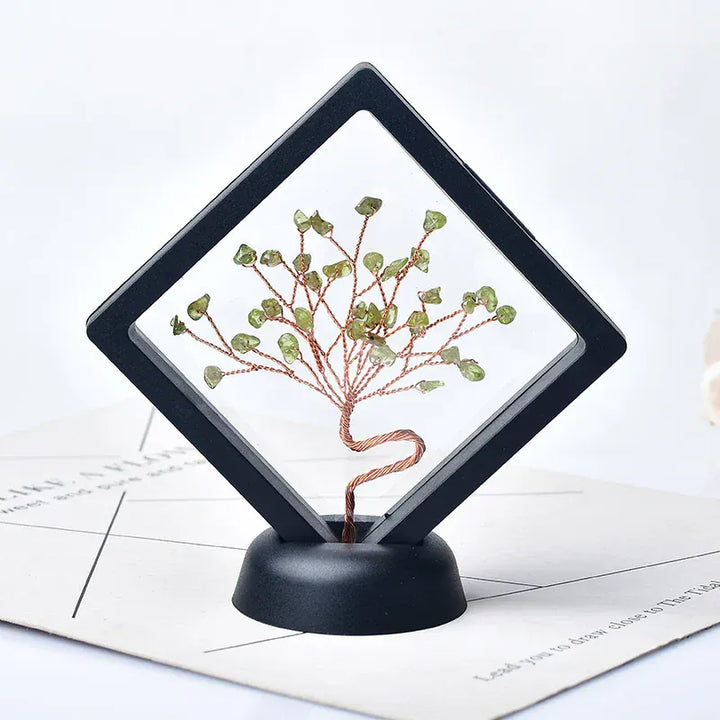 Natural Crystal Quartz Tree Of Life Gravel Specimen Reiki Healing Home Decoration Ornaments Lucky Tree DIY gifts Souvenir Gift Aquamarine / 1PC Crystal + Quartz