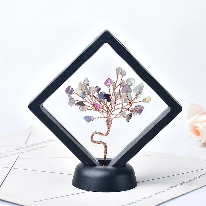 Natural Crystal Quartz Tree Of Life Gravel Specimen Reiki Healing Home Decoration Ornaments Lucky Tree DIY gifts Souvenir Gift Garnet / 1PC Crystal + Quartz
