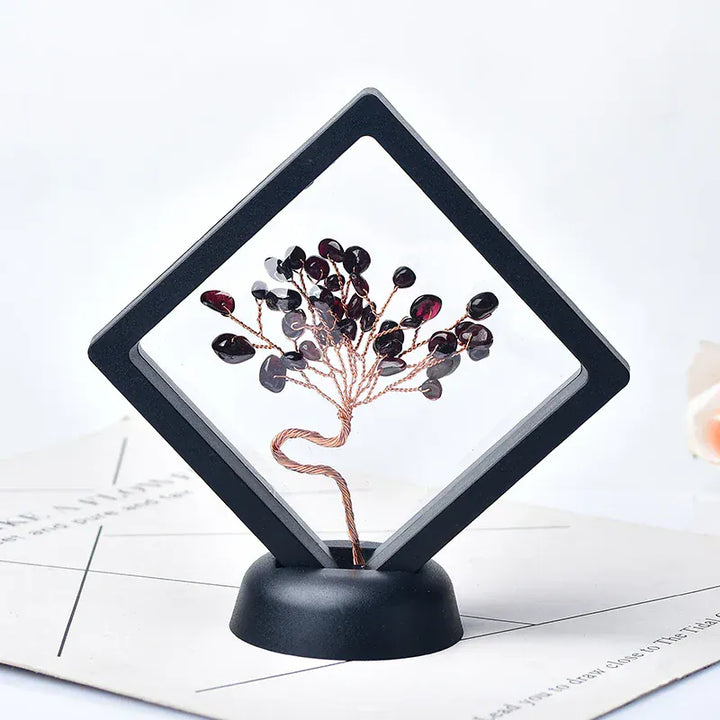 Natural Crystal Quartz Tree Of Life Gravel Specimen Reiki Healing Home Decoration Ornaments Lucky Tree DIY gifts Souvenir Gift Obsidian / 1PC Crystal + Quartz