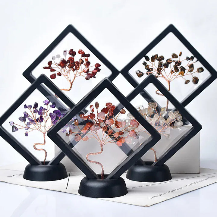 Natural Crystal Quartz Tree Of Life Gravel Specimen Reiki Healing Home Decoration Ornaments Lucky Tree DIY gifts Souvenir Gift Redstone / 1PC Crystal + Quartz