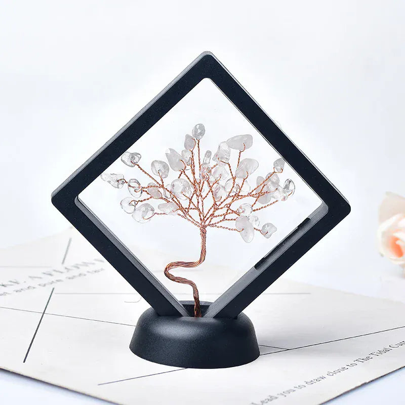 Natural Crystal Quartz Tree Of Life Gravel Specimen Reiki Healing Home Decoration Ornaments Lucky Tree DIY gifts Souvenir Gift Redstone / 1PC Crystal + Quartz