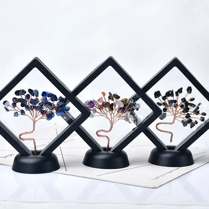 Natural Crystal Quartz Tree Of Life Gravel Specimen Reiki Healing Home Decoration Ornaments Lucky Tree DIY gifts Souvenir Gift Tigers Eye / 1PC Crystal + Quartz