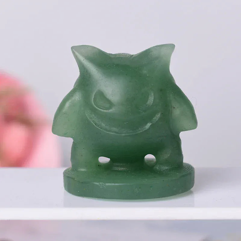 Natural Crystal Stone Cartoon Figure Figurine Stone Reiki Polished Crafts Small Decoration Home Decor Christmas Present Souvenir Green Aventurine / 1pc Crystal + Quartz