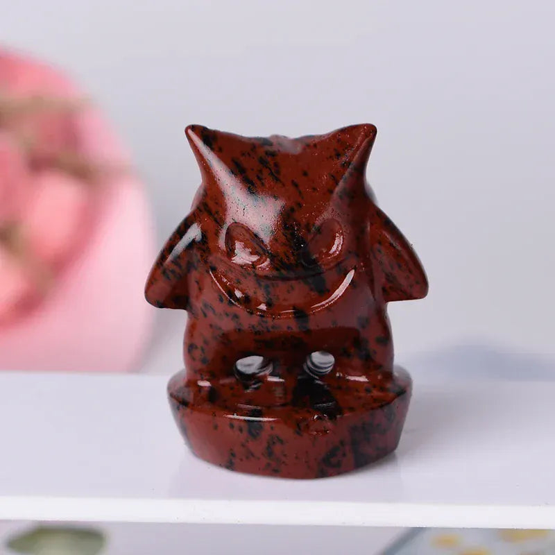 Natural Crystal Stone Cartoon Figure Figurine Stone Reiki Polished Crafts Small Decoration Home Decor Christmas Present Souvenir Red Obsidian / 1pc Crystal + Quartz