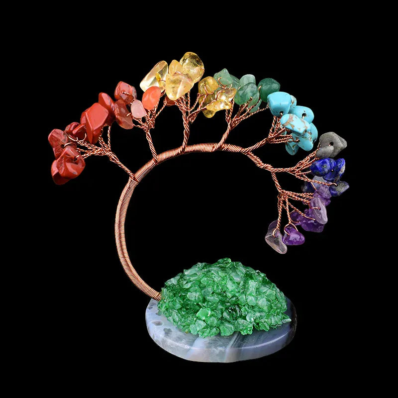 Natural Crystal Stone Hand Made Colour Crystal Tree Specimen Agate DIY Gift Home Decoration Ornaments Lucky Reiki Healing Tree Aquamarine / 1Pc Crystal + Quartz