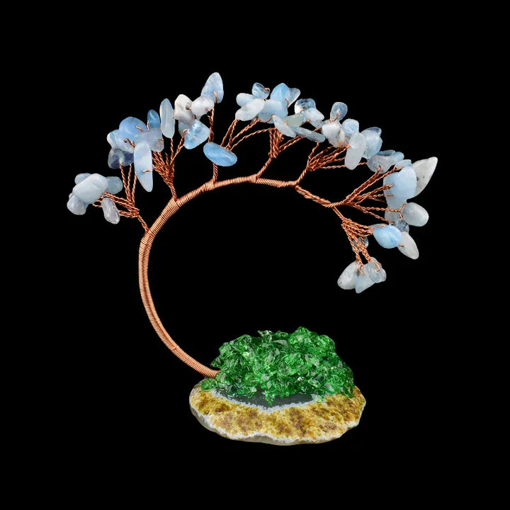 Natural Crystal Stone Hand Made Colour Crystal Tree Specimen Agate DIY Gift Home Decoration Ornaments Lucky Reiki Healing Tree Aventurine / 1Pc Crystal + Quartz