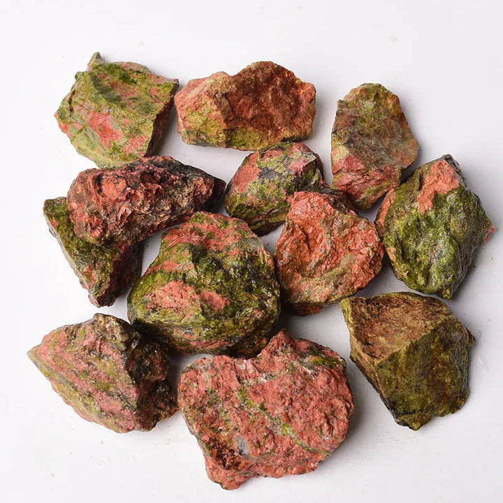 Natural Crystal Stone Irregular Raw Crystals Reiki Healing Stone Quartz Ore Mineral Ornaments Rock Specimen for Children Gifts Unakite / 90-100g Crystal + Quartz