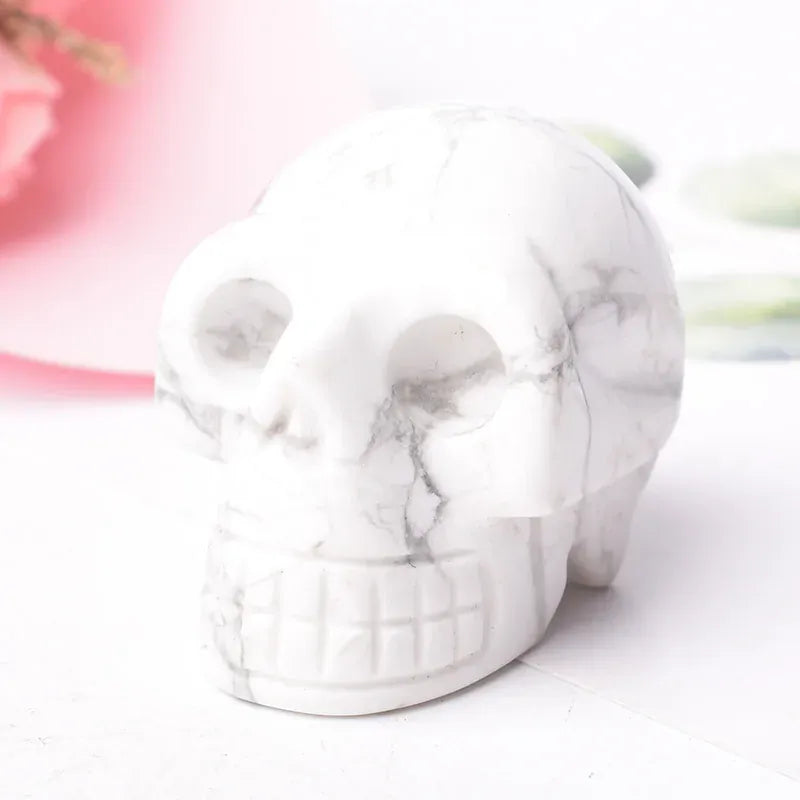 Natural Crystal Stone Skull Quartz Reiki Crystal Healing Stone Crafts Home Decoration Polished Figurine Halloween Ornaments Gift Obsidian / 1.5inch Crystal + Quartz