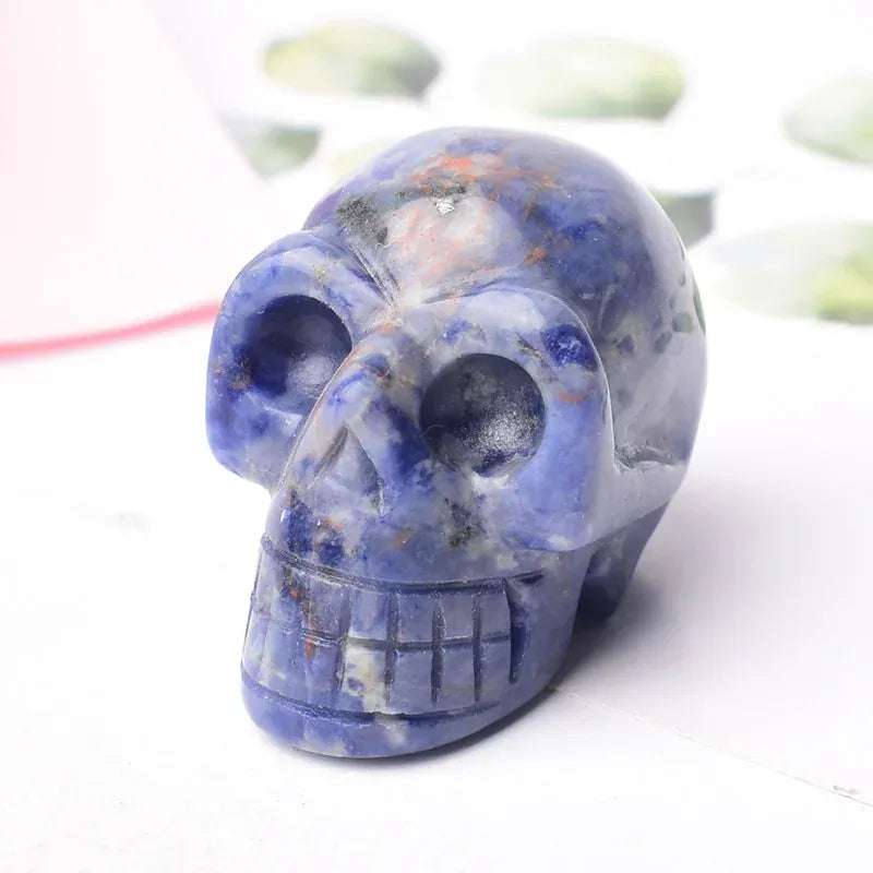 Natural Crystal Stone Skull Quartz Reiki Crystal Healing Stone Crafts Home Decoration Polished Figurine Halloween Ornaments Gift Obsidian / 1.5inch Crystal + Quartz