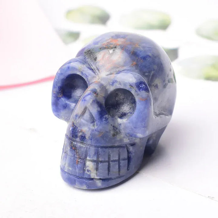 Natural Crystal Stone Skull Quartz Reiki Crystal Healing Stone Crafts Home Decoration Polished Figurine Halloween Ornaments Gift Obsidian / 1.5inch Crystal + Quartz