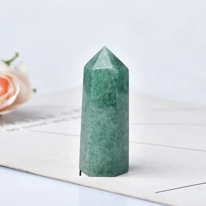 Natural Green Strawberry Crystal Point Healing Stone Hexagonal Prisms 50-80mm Obelisk Wand Treatment Ornaments Stone DIY Gift Crystal And Quartz