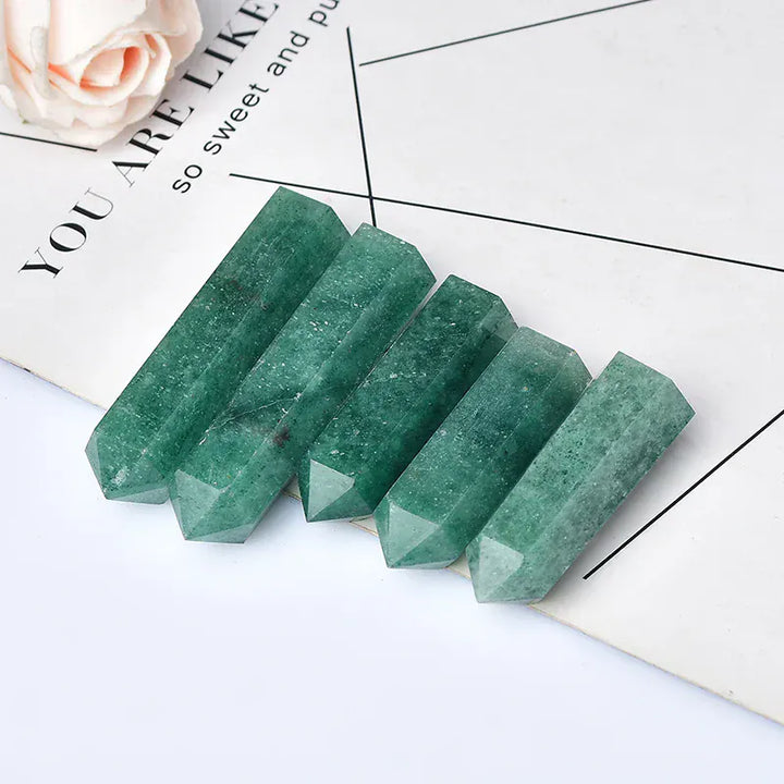 Natural Green Strawberry Crystal Point Healing Stone Hexagonal Prisms 50-80mm Obelisk Wand Treatment Ornaments Stone DIY Gift Crystal And Quartz