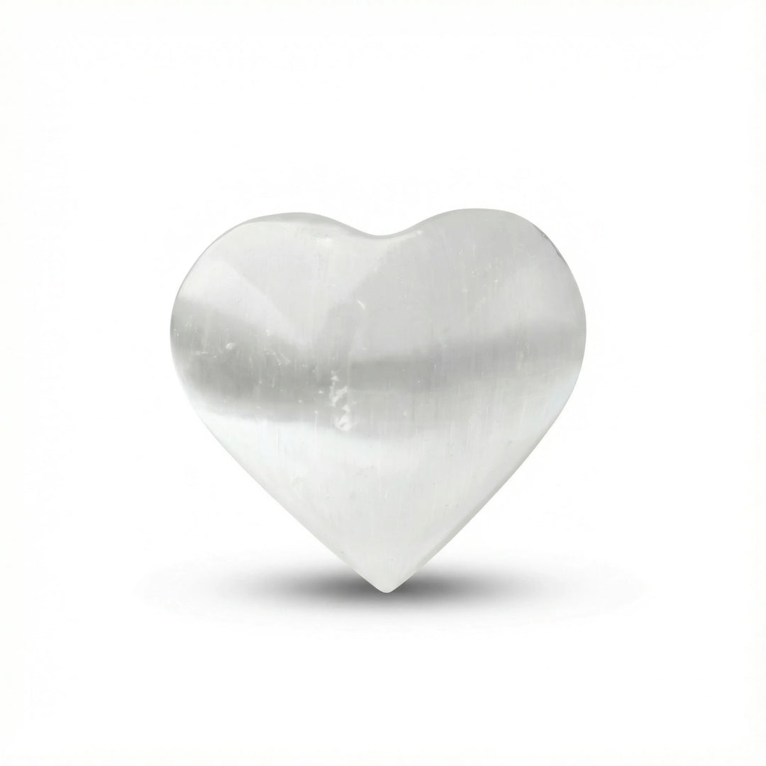 Natural Selenite Heart Heart Crystal + Quartz