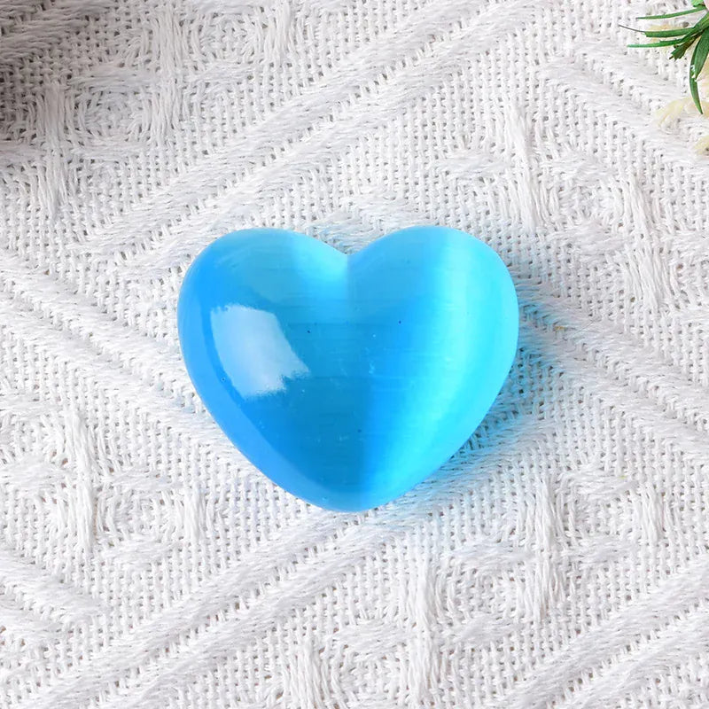 Natural Selenite Heart Shaped Electroplate Aura Colorful Selenite Love Crystal Reiki Healing Stone Souvenir For Home Decoration Blue  Selenite Crystal + Quartz