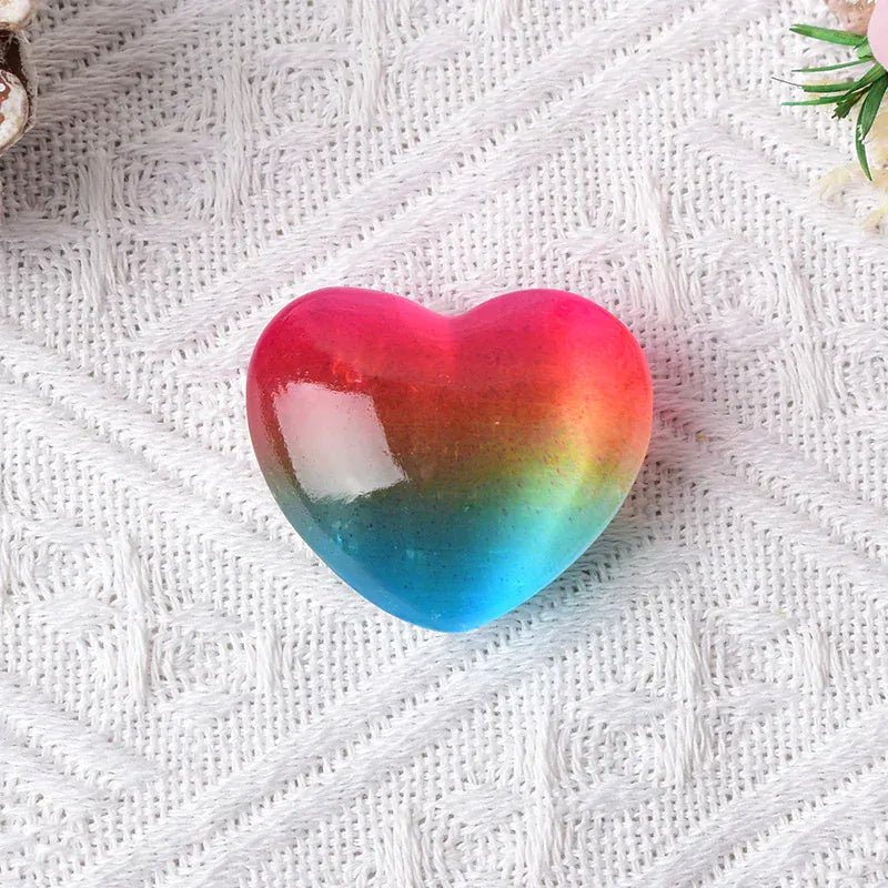 Natural Selenite Heart Shaped Electroplate Aura Colorful Selenite Love Crystal Reiki Healing Stone Souvenir For Home Decoration Colorful Selenite Crystal + Quartz