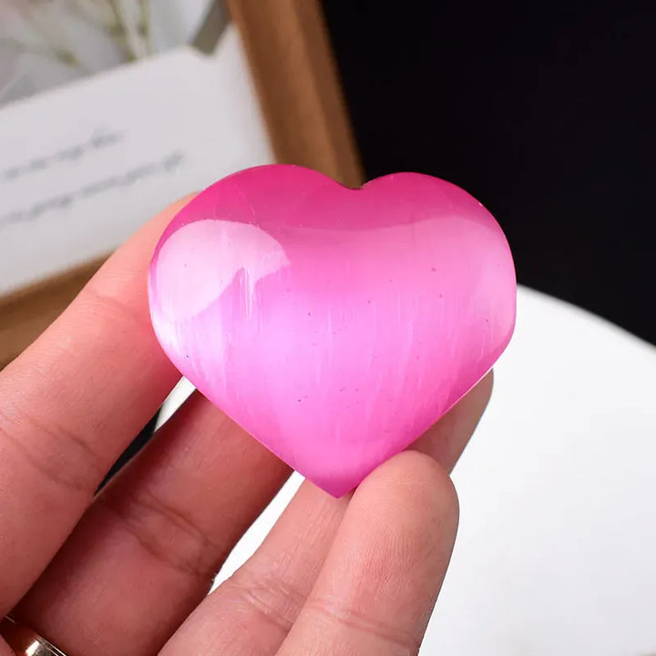 Natural Selenite Polished Heart Shaped Electroplate Aura Selenite Love Crystal Reiki Healing Stone Souvenir Home Decoration Colorful Selenite Crystal + Quartz
