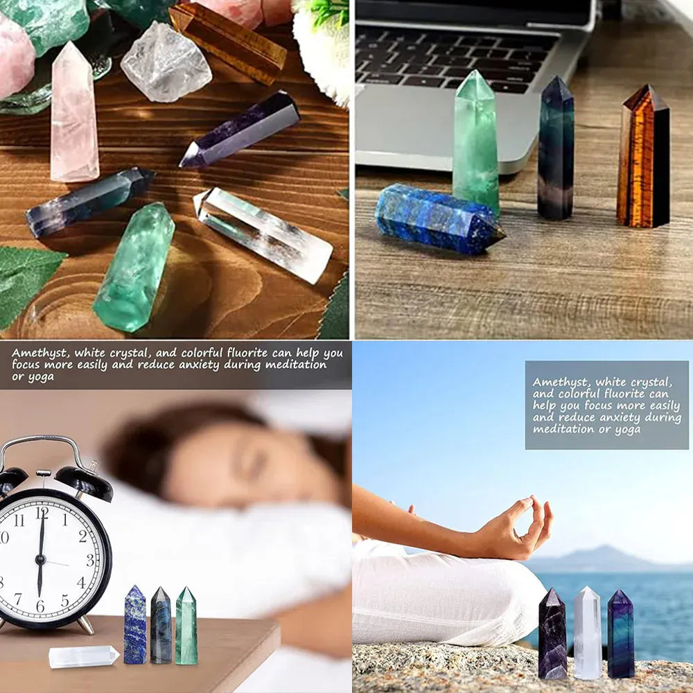 Natural Stone and Crystals Point Wand Witchcraft Rose Quartz Amethyst Home Decor Mineral Reiki Healing Stones Crafts Room Decor Crystal + Quartz