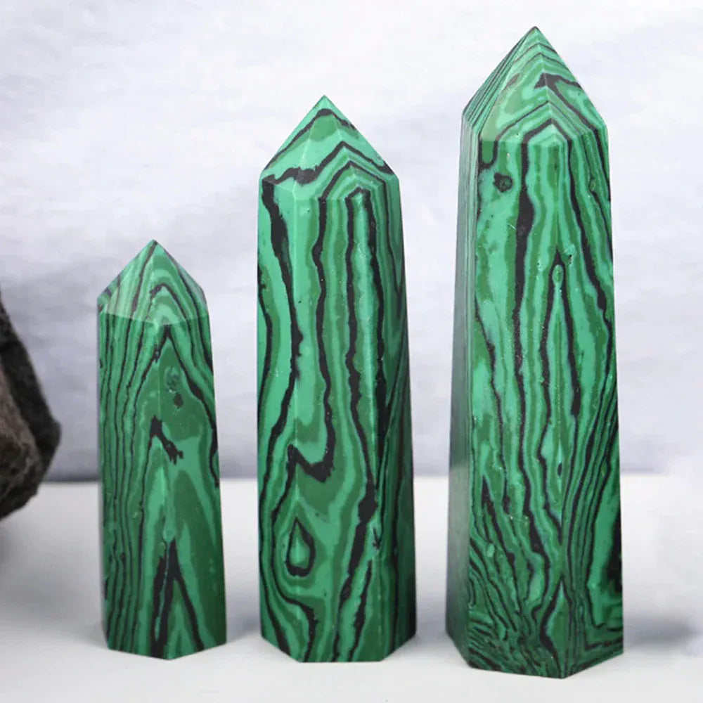 Natural Stone and Crystals Point Wand Witchcraft Rose Quartz Amethyst Home Decor Mineral Reiki Healing Stones Crafts Room Decor Synthetic Malachite / 1pc Size 70-80mm Crystal + Quartz