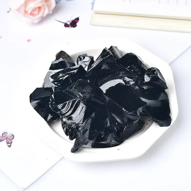 Natural Stone Crystal Irregular Raw Crystals Reiki Healing Quartz Ore Mineral Energy Stone Ornaments Rock Specimen DIY Gift Obsidian / 100g Crystal + Quartz