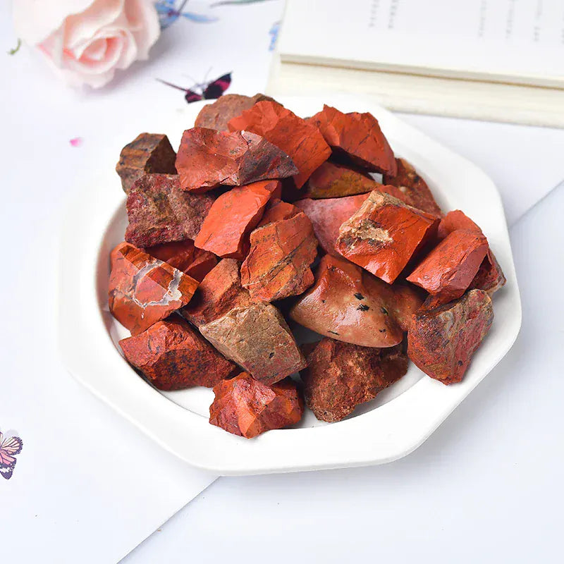 Natural Stone Crystal Irregular Raw Crystals Reiki Healing Quartz Ore Mineral Energy Stone Ornaments Rock Specimen DIY Gift Red jasper / 100g Crystal + Quartz
