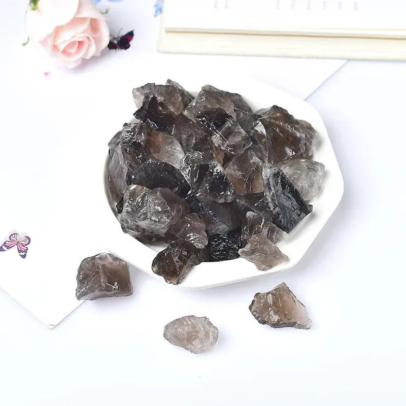 Natural Stone Crystal Irregular Raw Crystals Reiki Healing Quartz Ore Mineral Energy Stone Ornaments Rock Specimen DIY Gift Smoky quartz / 100g Crystal + Quartz