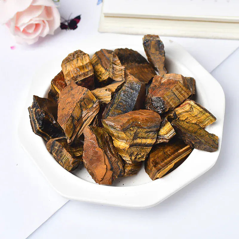 Natural Stone Crystal Irregular Raw Crystals Reiki Healing Quartz Ore Mineral Energy Stone Ornaments Rock Specimen DIY Gift Tigers Eye / 100g Crystal + Quartz
