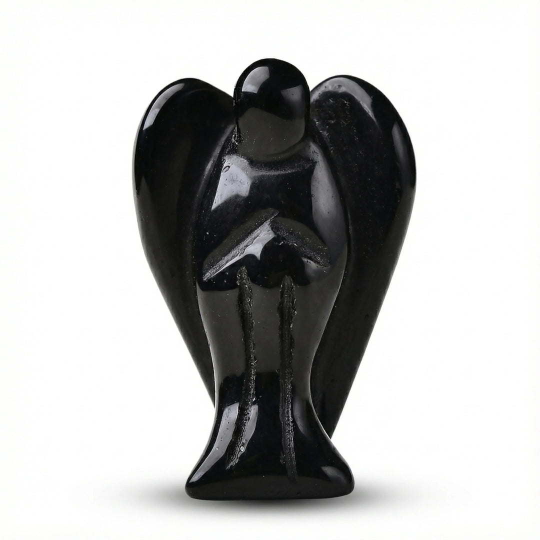 Obsidian Guardian Angel Crystal + Quartz
