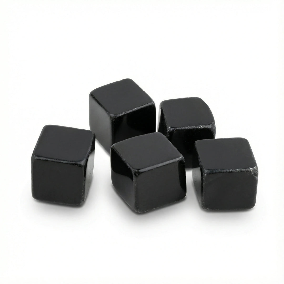 Obsidian Polished Cube Crystal + Quartz