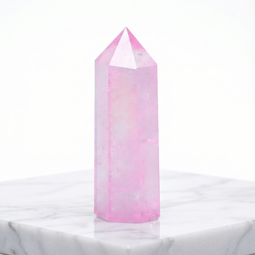 Pink Clear Quartz Crystal Point Tower 50-60mm Crystal + Quartz