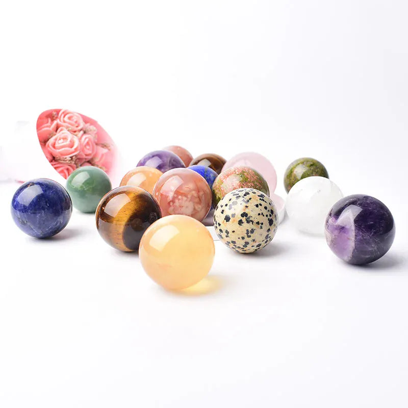Polishing Natural Stone and Crystal Ball Reiki Healing Stone Home Decor Energy Gemstone Collection Mineral Meditation Ornaments Tigers Eye / 28-32mm Crystal + Quartz