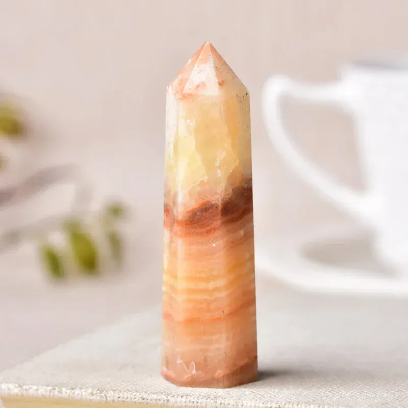 Pork Stone Crystal Point Tower Pork Stone / 70-80mm Crystal + Quartz