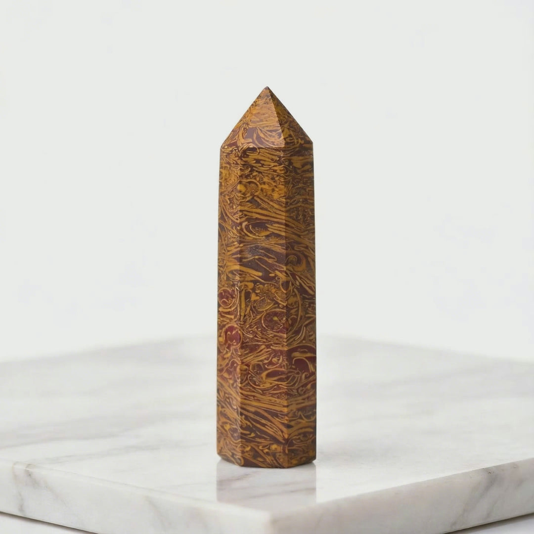Spun Gold Jade Crystal Point Tower