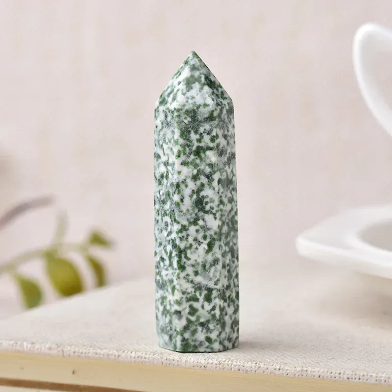 QingHai Jade Crystal Point Tower QingHai Jade / 60-70mm Crystal + Quartz