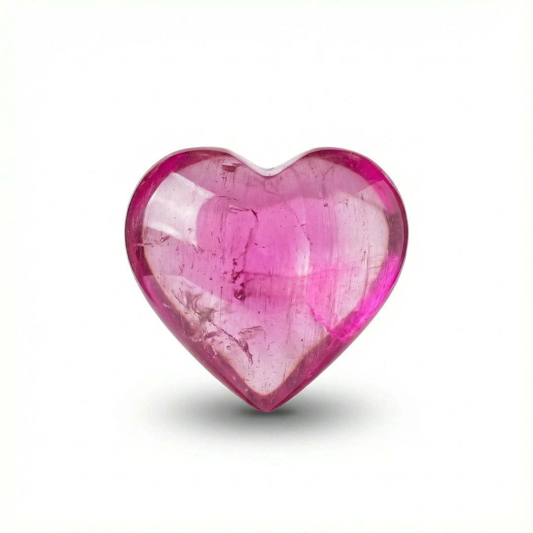 Red Aura Selenite Heart Heart Crystal + Quartz