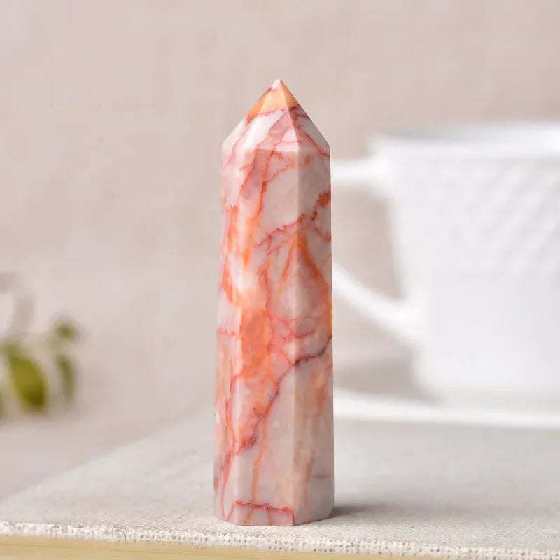 Red Gridding Crystal Point Tower Red Gridding / 60-70mm Crystal + Quartz