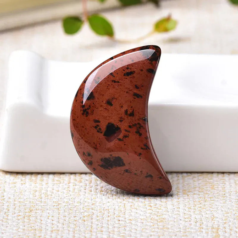Red Obsidian Crescent Moon Moon Red Obsidian / 1Pc Crystal + Quartz