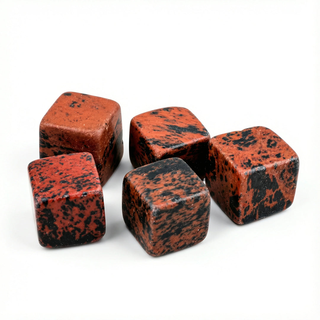 Red Obsidian Polished Cube 5 Cubes Crystal + Quartz