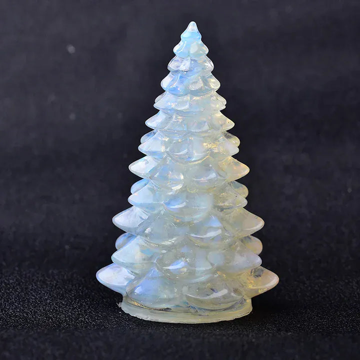 Resin Natural Gemstone Luck Tree Handmade Ornaments Christmas Trees Silicone Home Decoration Crafts Figurine Holiday Gift Aventurine / 1PC Crystal + Quartz